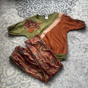 Cape Cod Sportswear Vintage Two Piece Set Abstract Design Small/Medium